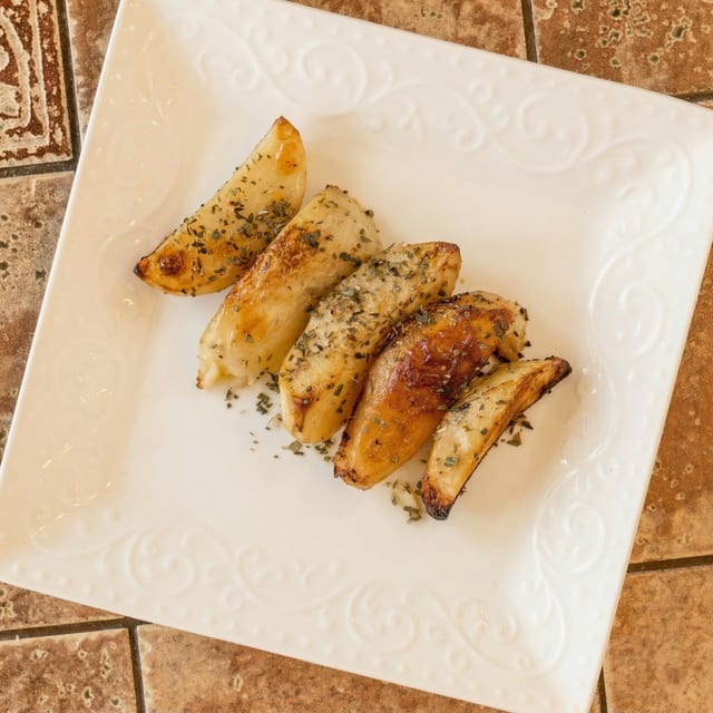 Oven Roasted Lemon Potatoes.